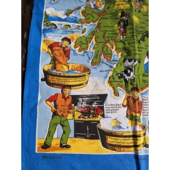 Scotland Pictorial Map Scotch Whisky Kitchen Dish Tea Towel Cotton Made In UK - Picture 2 of 16